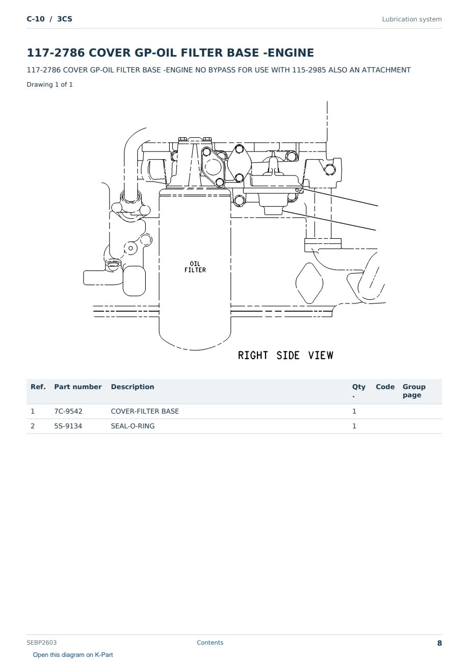 Caterpillar C-10 S/N 3CS Partsbook SEBP2603 (English) - sample page 8 of 10 Caterpillar C-10 S/N 3CS Partsbook SEBP2603 (English) - sample page 8 of 10