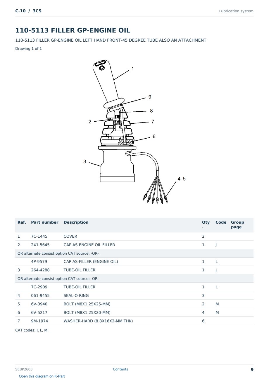 Caterpillar C-10 S/N 3CS Partsbook SEBP2603 (English) - sample page 9 of 10 Caterpillar C-10 S/N 3CS Partsbook SEBP2603 (English) - sample page 9 of 10