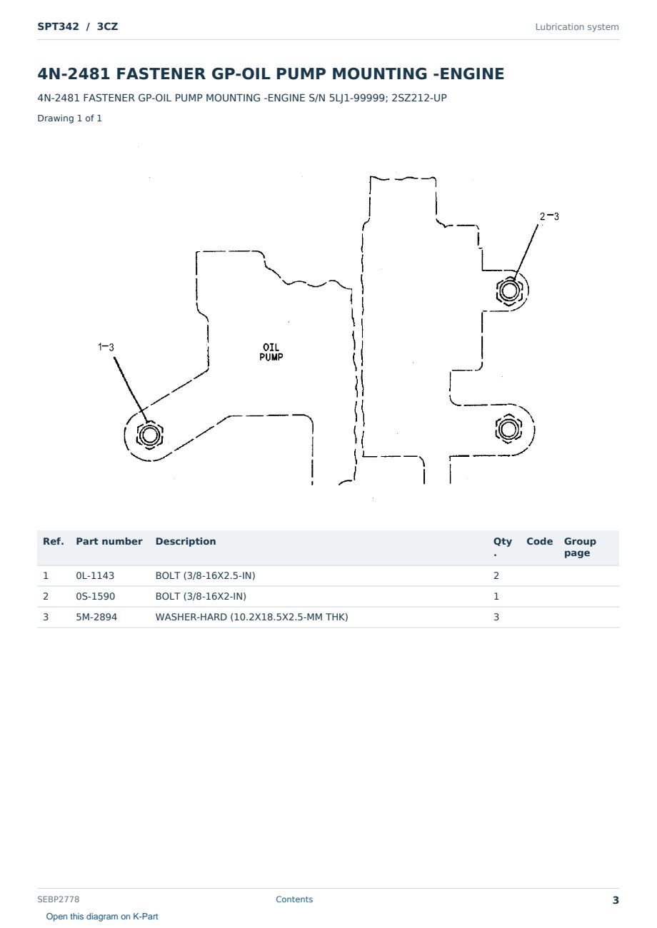 Caterpillar SPT342 S/N 3CZ Partsbook SEBP2778 (English) - sample page 3 of 10 Caterpillar SPT342 S/N 3CZ Partsbook SEBP2778 (English) - sample page 3 of 10