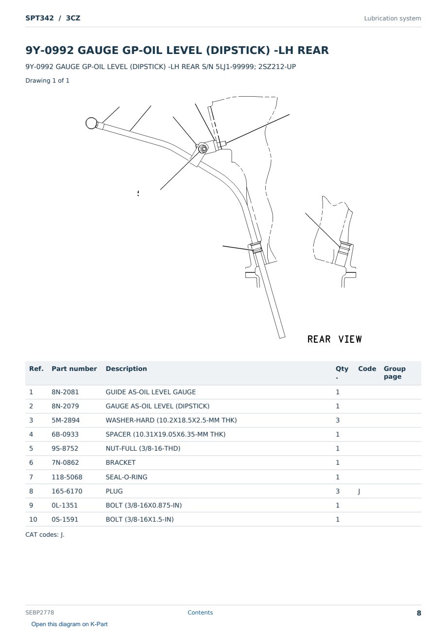 Caterpillar SPT342 S/N 3CZ Partsbook SEBP2778 (English) - sample page 8 of 10 Caterpillar SPT342 S/N 3CZ Partsbook SEBP2778 (English) - sample page 8 of 10