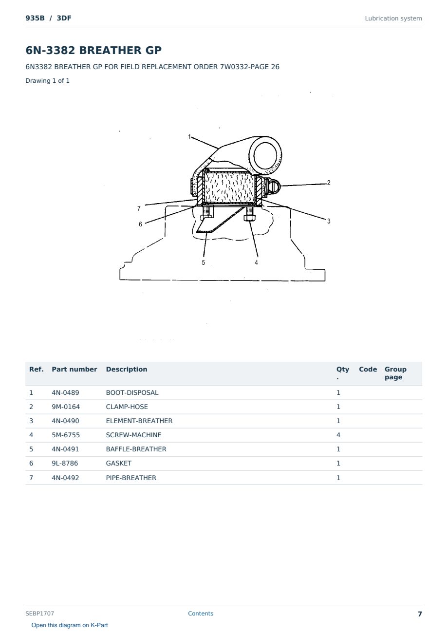 Caterpillar 935B S/N 3DF Partsbook SEBP1707 (English) - sample page 7 of 10 Caterpillar 935B S/N 3DF Partsbook SEBP1707 (English) - sample page 7 of 10