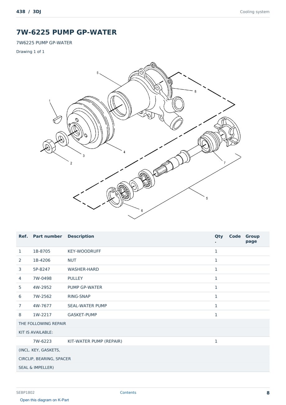 Caterpillar 438 S/N 3DJ Partsbook SEBP1802 (English) - sample page 8 of 10 Caterpillar 438 S/N 3DJ Partsbook SEBP1802 (English) - sample page 8 of 10