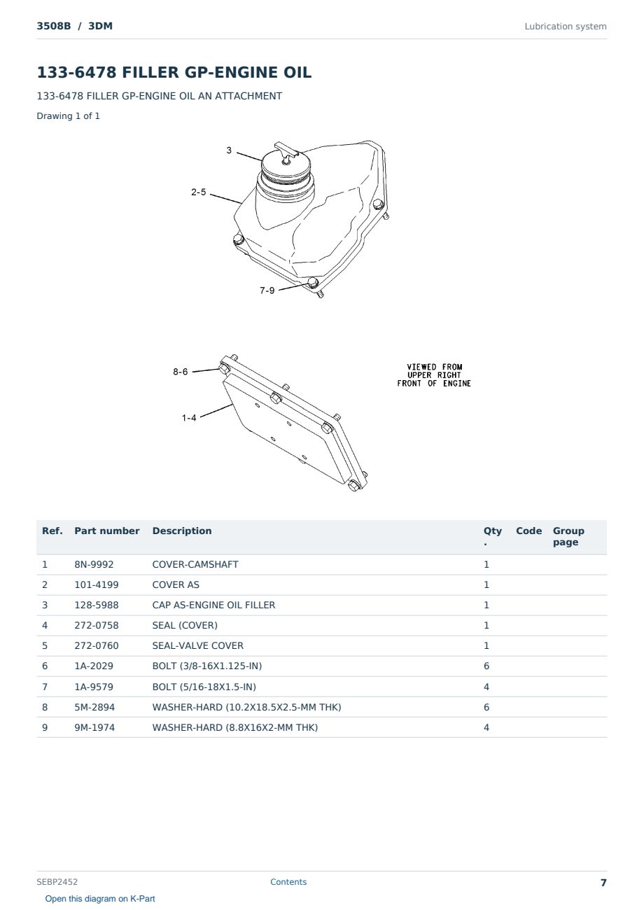 Caterpillar 3508B S/N 3DM Partsbook SEBP2452 (English) - sample page 7 of 10 Caterpillar 3508B S/N 3DM Partsbook SEBP2452 (English) - sample page 7 of 10