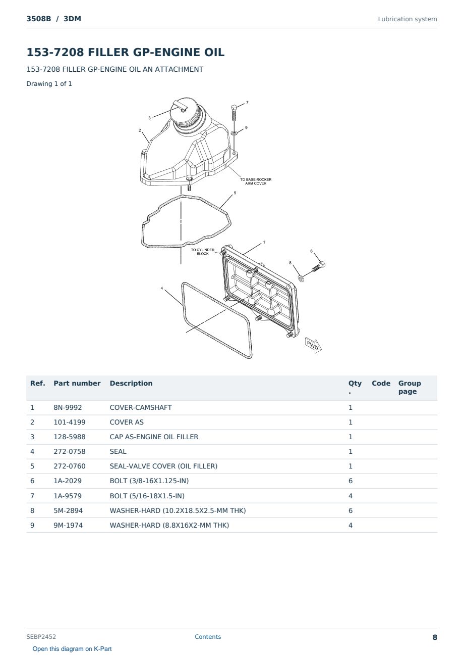 Caterpillar 3508B S/N 3DM Partsbook SEBP2452 (English) - sample page 8 of 10 Caterpillar 3508B S/N 3DM Partsbook SEBP2452 (English) - sample page 8 of 10