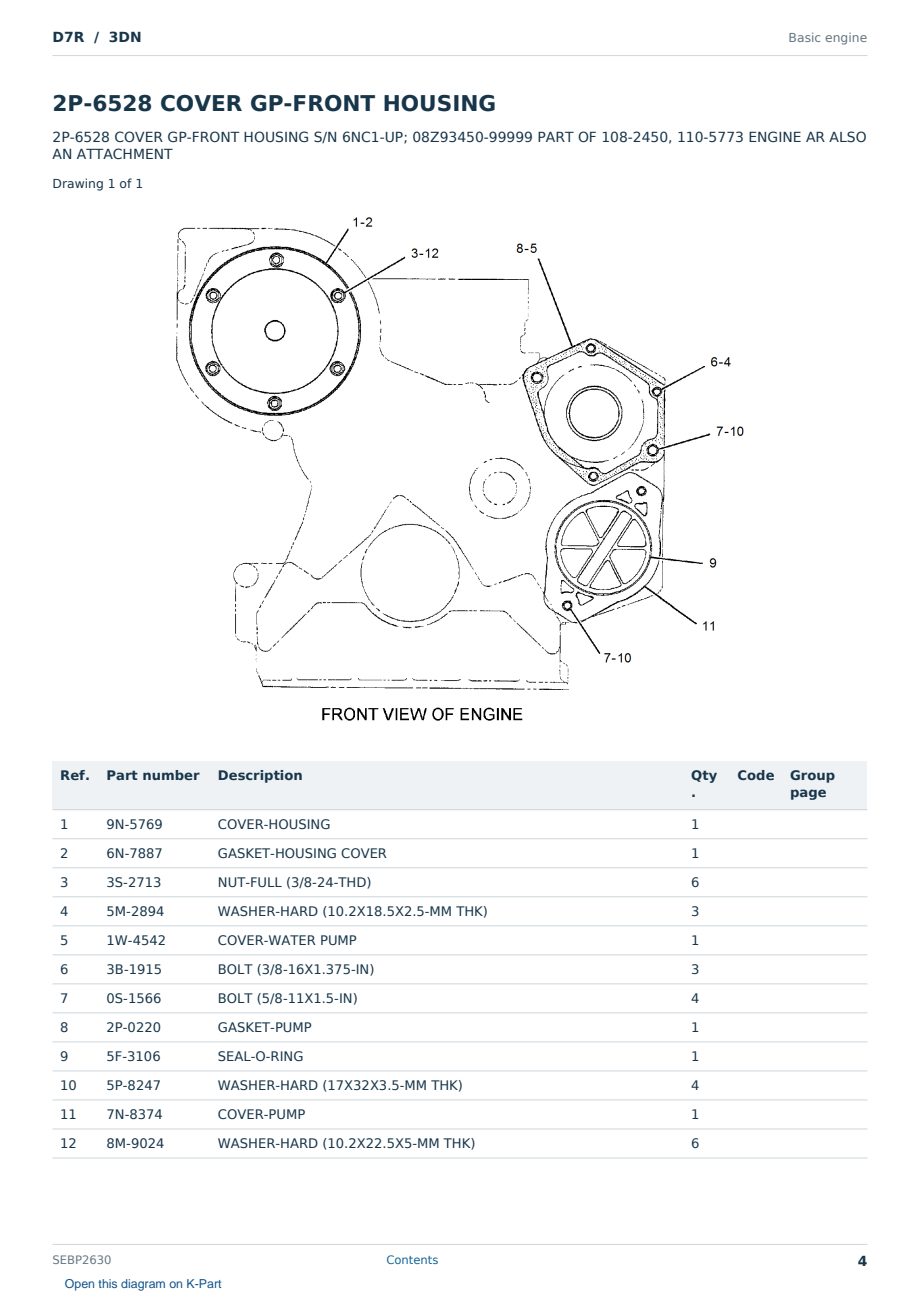 Caterpillar D7R S/N 3DN Partsbook SEBP2630 (English) - sample page 4 of 10 Caterpillar D7R S/N 3DN Partsbook SEBP2630 (English) - sample page 4 of 10