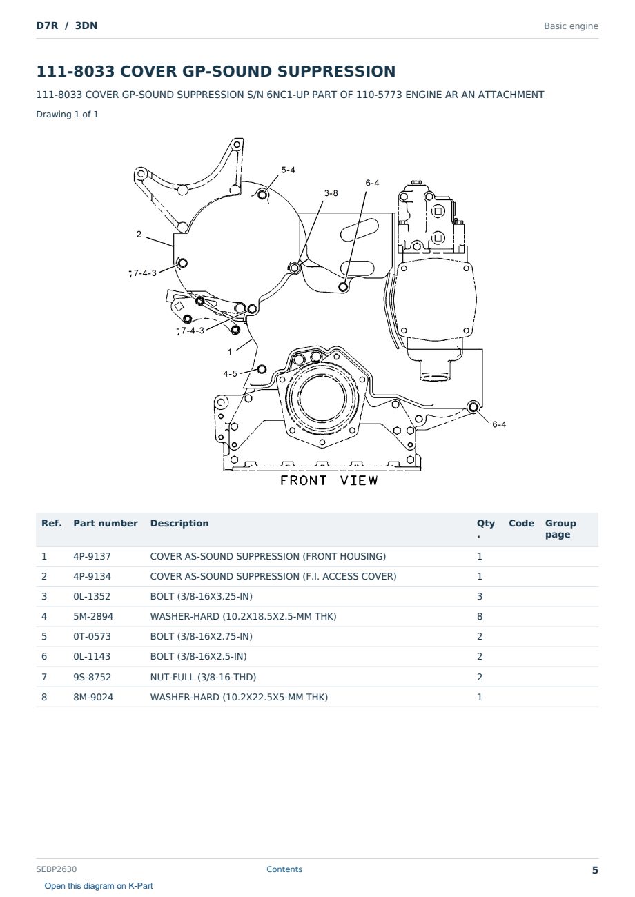 Caterpillar D7R S/N 3DN Partsbook SEBP2630 (English) - sample page 5 of 10 Caterpillar D7R S/N 3DN Partsbook SEBP2630 (English) - sample page 5 of 10