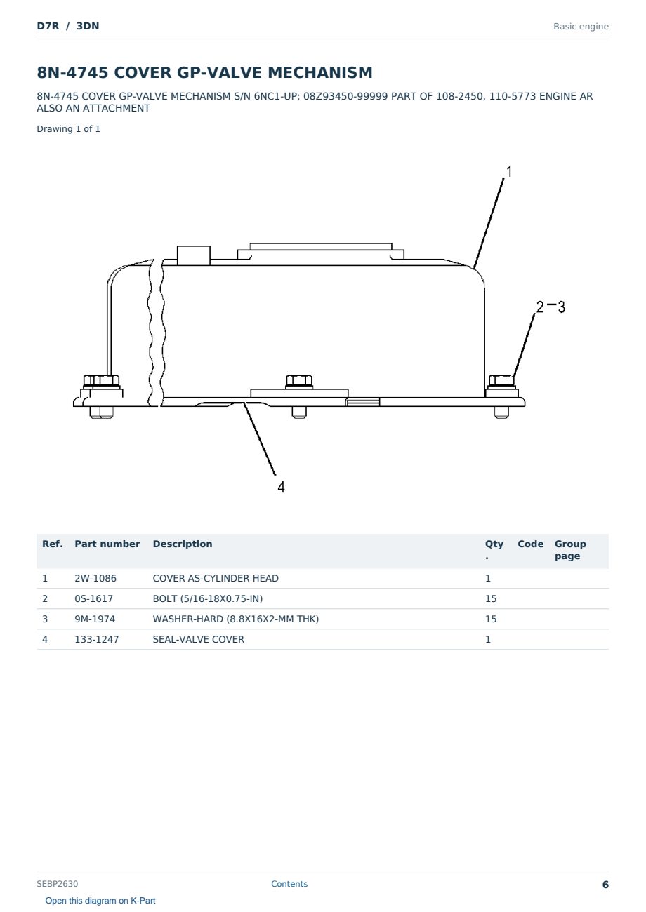 Caterpillar D7R S/N 3DN Partsbook SEBP2630 (English) - sample page 6 of 10 Caterpillar D7R S/N 3DN Partsbook SEBP2630 (English) - sample page 6 of 10