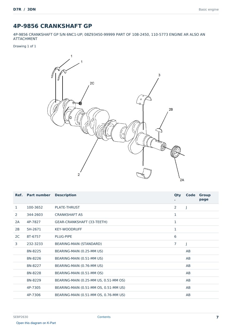 Caterpillar D7R S/N 3DN Partsbook SEBP2630 (English) - sample page 7 of 10 Caterpillar D7R S/N 3DN Partsbook SEBP2630 (English) - sample page 7 of 10