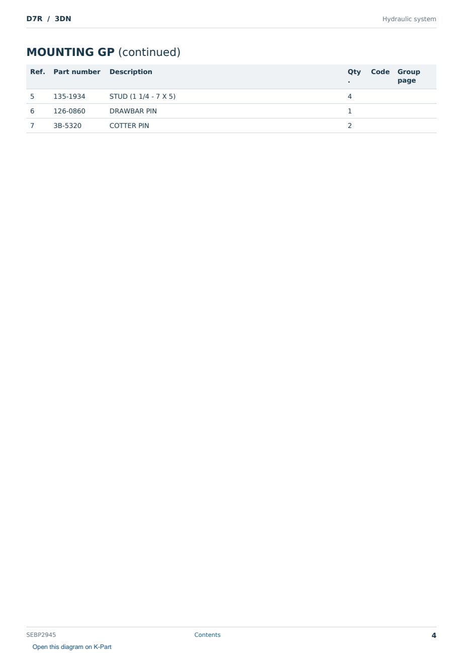 Caterpillar D7R S/N 3DN Partsbook SEBP2945 (English) - sample page 4 of 10 Caterpillar D7R S/N 3DN Partsbook SEBP2945 (English) - sample page 4 of 10