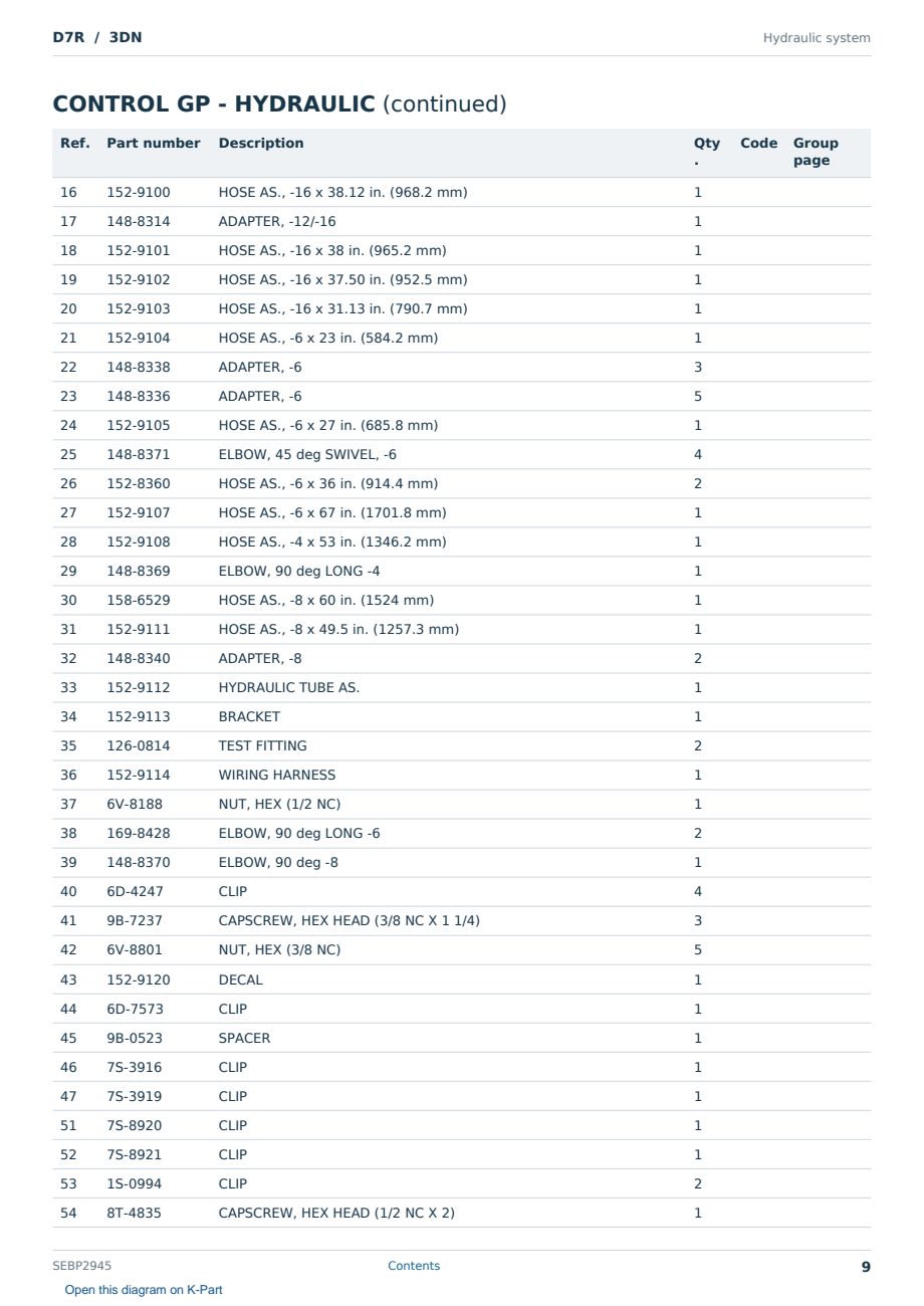 Caterpillar D7R S/N 3DN Partsbook SEBP2945 (English) - sample page 9 of 10 Caterpillar D7R S/N 3DN Partsbook SEBP2945 (English) - sample page 9 of 10