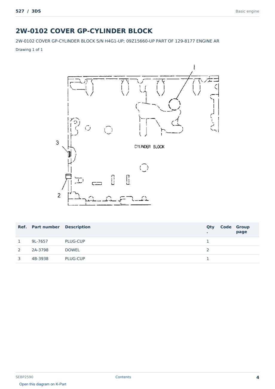 Caterpillar 527 S/N 3DS Partsbook SEBP2590 (English) - sample page 4 of 10 Caterpillar 527 S/N 3DS Partsbook SEBP2590 (English) - sample page 4 of 10