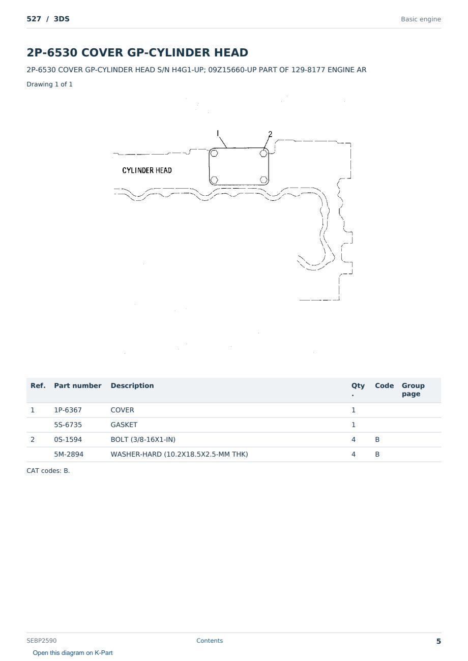 Caterpillar 527 S/N 3DS Partsbook SEBP2590 (English) - sample page 5 of 10 Caterpillar 527 S/N 3DS Partsbook SEBP2590 (English) - sample page 5 of 10