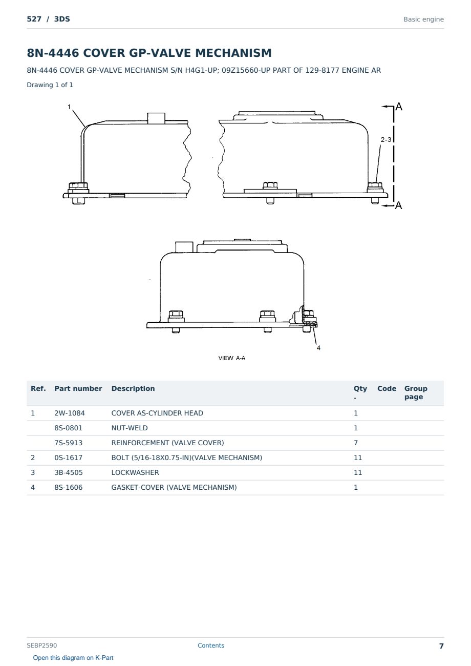 Caterpillar 527 S/N 3DS Partsbook SEBP2590 (English) - sample page 7 of 10 Caterpillar 527 S/N 3DS Partsbook SEBP2590 (English) - sample page 7 of 10