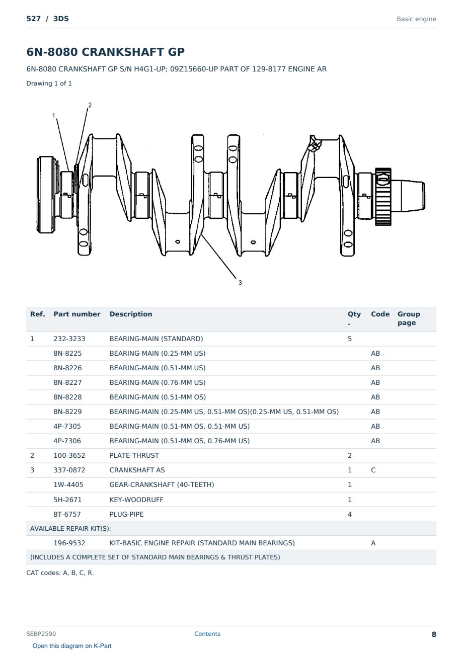 Caterpillar 527 S/N 3DS Partsbook SEBP2590 (English) - sample page 8 of 10 Caterpillar 527 S/N 3DS Partsbook SEBP2590 (English) - sample page 8 of 10