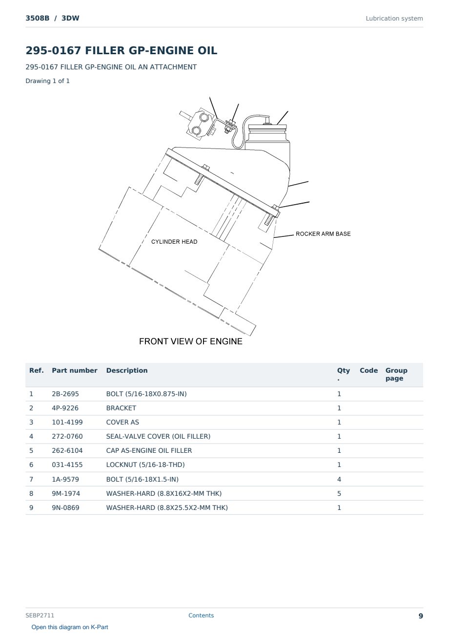 Caterpillar 3508B S/N 3DW Partsbook SEBP2711 (English) - sample page 9 of 10 Caterpillar 3508B S/N 3DW Partsbook SEBP2711 (English) - sample page 9 of 10