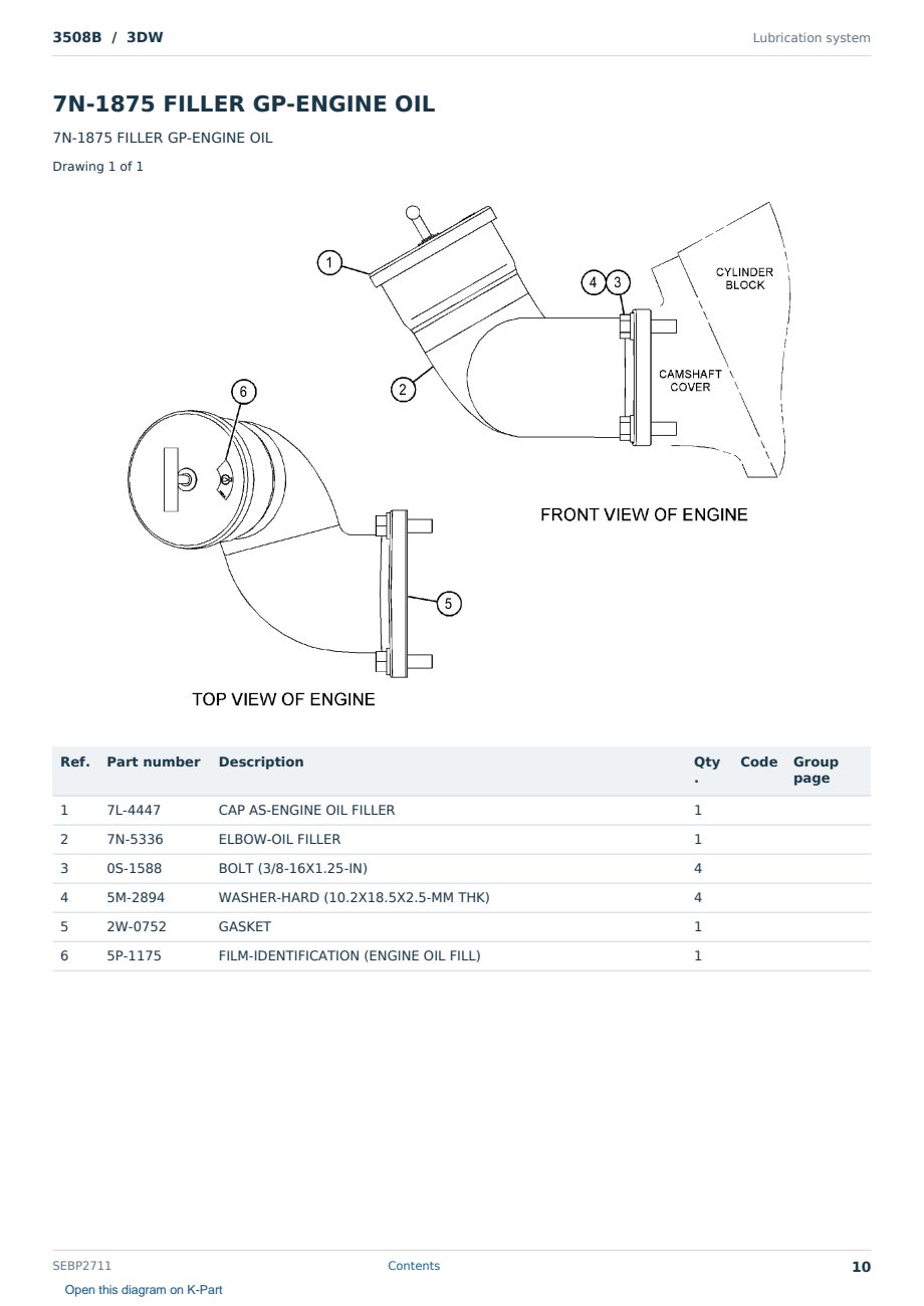 Caterpillar 3508B S/N 3DW Partsbook SEBP2711 (English) - sample page 10 of 10 Caterpillar 3508B S/N 3DW Partsbook SEBP2711 (English) - sample page 10 of 10