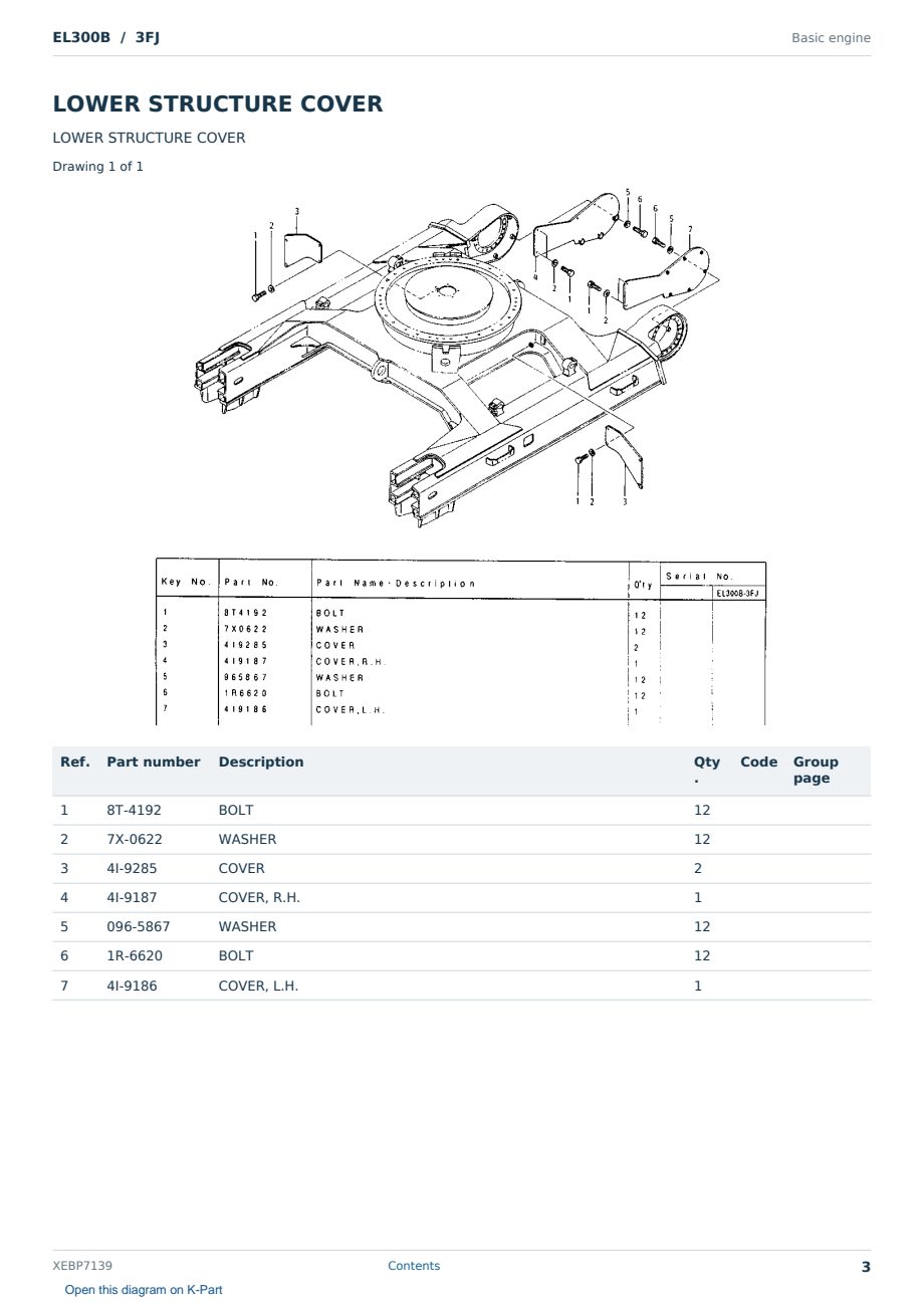 Caterpillar EL300B S/N 3FJ Partsbook XEBP7139 (English) - sample page 3 of 6 Caterpillar EL300B S/N 3FJ Partsbook XEBP7139 (English) - sample page 3 of 6