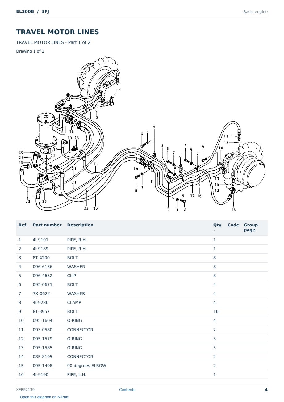 Caterpillar EL300B S/N 3FJ Partsbook XEBP7139 (English) - sample page 4 of 6 Caterpillar EL300B S/N 3FJ Partsbook XEBP7139 (English) - sample page 4 of 6