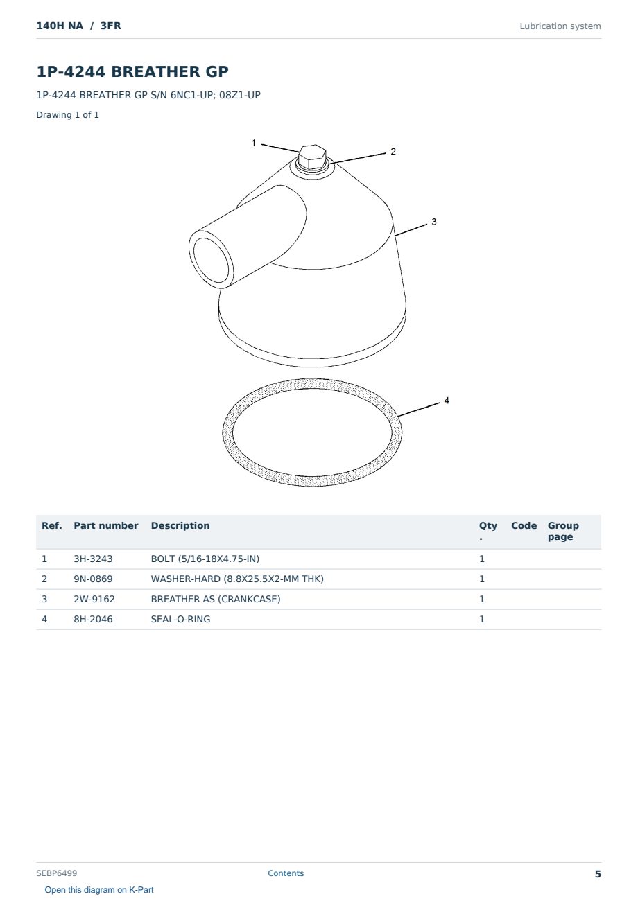 Caterpillar 140H NA S/N 3FR Partsbook SEBP6499 (English) - sample page 5 of 10 Caterpillar 140H NA S/N 3FR Partsbook SEBP6499 (English) - sample page 5 of 10