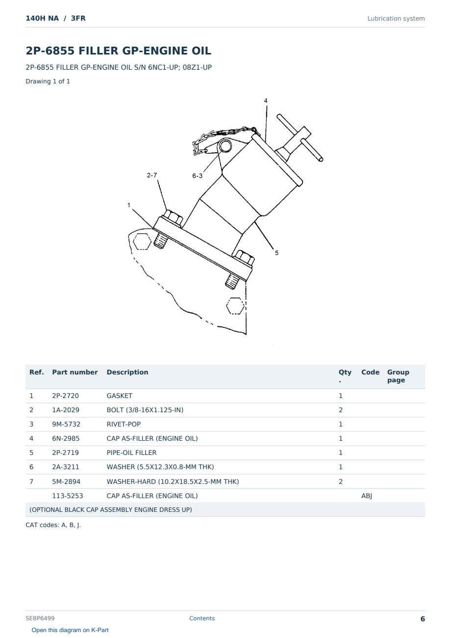 Caterpillar 140H NA S/N 3FR Partsbook SEBP6499 (English) - sample page 6 of 10 Caterpillar 140H NA S/N 3FR Partsbook SEBP6499 (English) - sample page 6 of 10