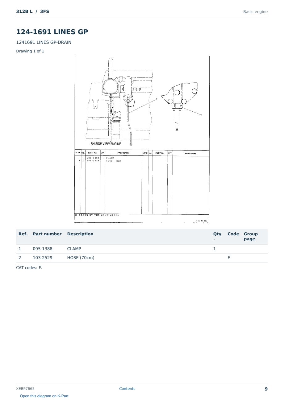 Caterpillar 312B L S/N 3FS Partsbook XEBP7665 (English) - sample page 9 of 10 Caterpillar 312B L S/N 3FS Partsbook XEBP7665 (English) - sample page 9 of 10