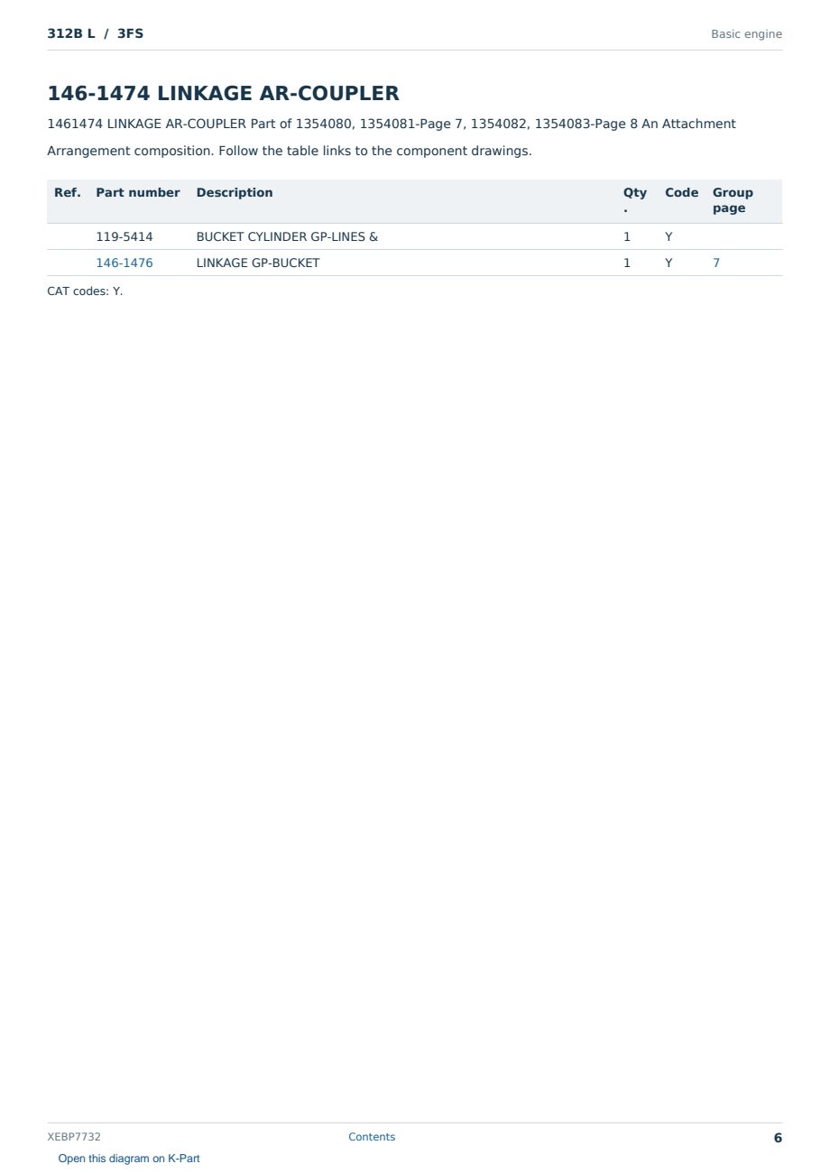 Caterpillar 312B L S/N 3FS Partsbook XEBP7732 (English) - sample page 6 of 10 Caterpillar 312B L S/N 3FS Partsbook XEBP7732 (English) - sample page 6 of 10