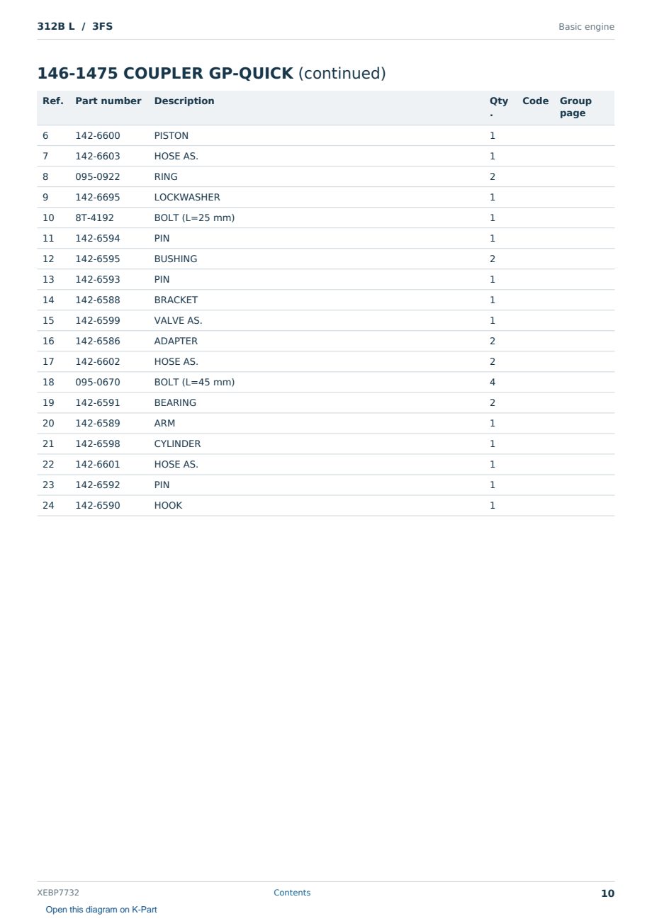 Caterpillar 312B L S/N 3FS Partsbook XEBP7732 (English) - sample page 10 of 10 Caterpillar 312B L S/N 3FS Partsbook XEBP7732 (English) - sample page 10 of 10