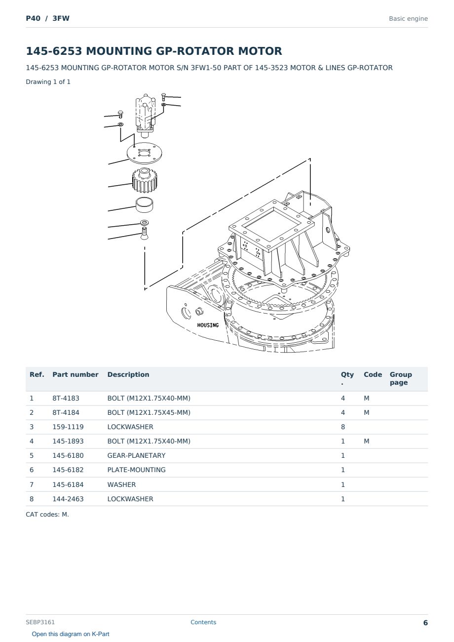 Caterpillar P40 S/N 3FW Partsbook SEBP3161 (English) - sample page 6 of 10 Caterpillar P40 S/N 3FW Partsbook SEBP3161 (English) - sample page 6 of 10