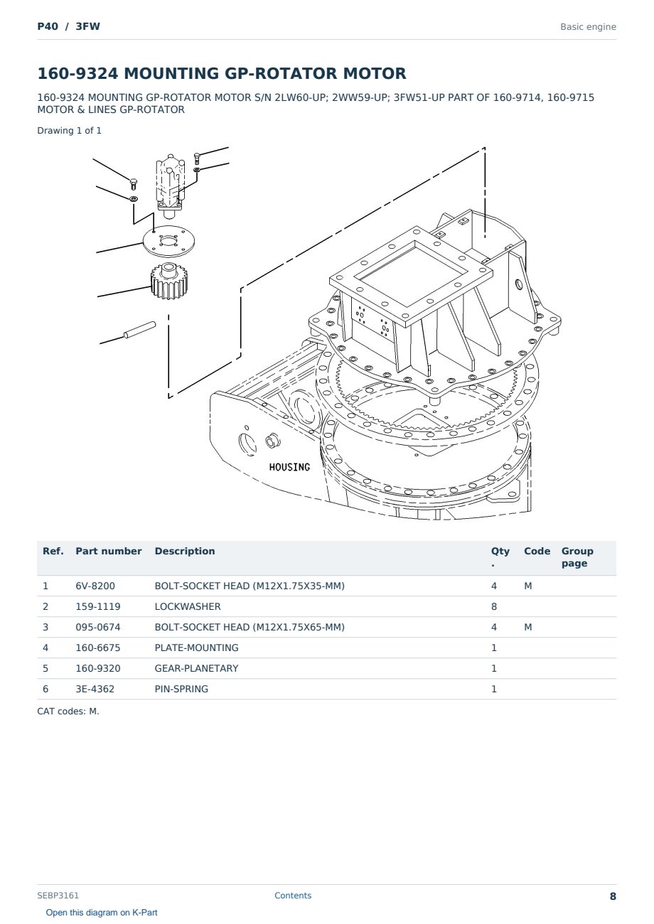 Caterpillar P40 S/N 3FW Partsbook SEBP3161 (English) - sample page 8 of 10 Caterpillar P40 S/N 3FW Partsbook SEBP3161 (English) - sample page 8 of 10