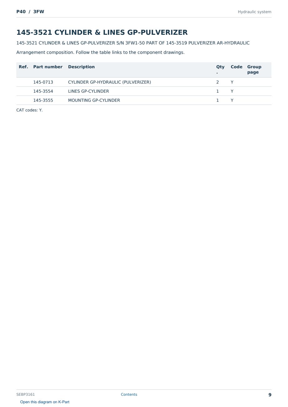 Caterpillar P40 S/N 3FW Partsbook SEBP3161 (English) - sample page 9 of 10 Caterpillar P40 S/N 3FW Partsbook SEBP3161 (English) - sample page 9 of 10