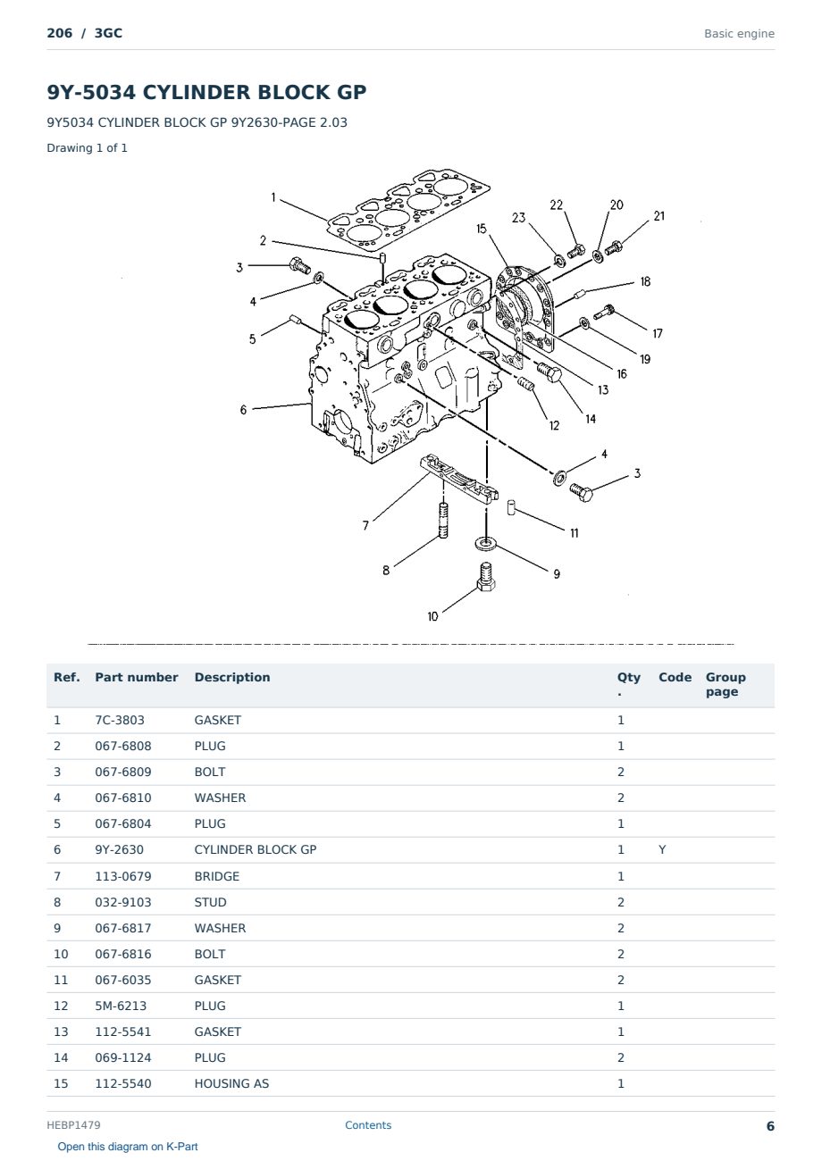 Caterpillar 206 S/N 3GC Partsbook HEBP1479 (English) - sample page 6 of 10 Caterpillar 206 S/N 3GC Partsbook HEBP1479 (English) - sample page 6 of 10