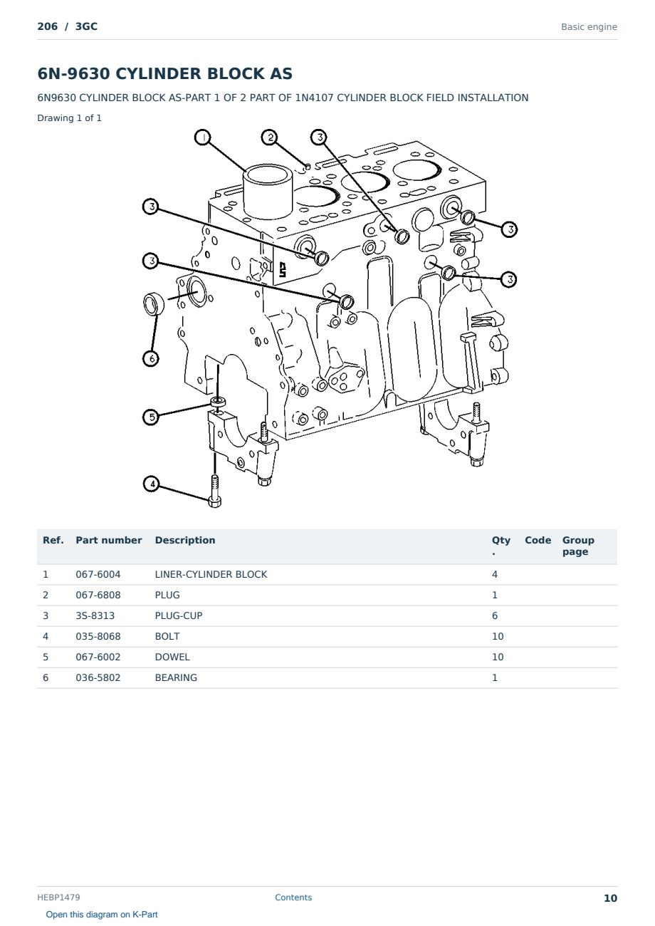 Caterpillar 206 S/N 3GC Partsbook HEBP1479 (English) - sample page 10 of 10 Caterpillar 206 S/N 3GC Partsbook HEBP1479 (English) - sample page 10 of 10