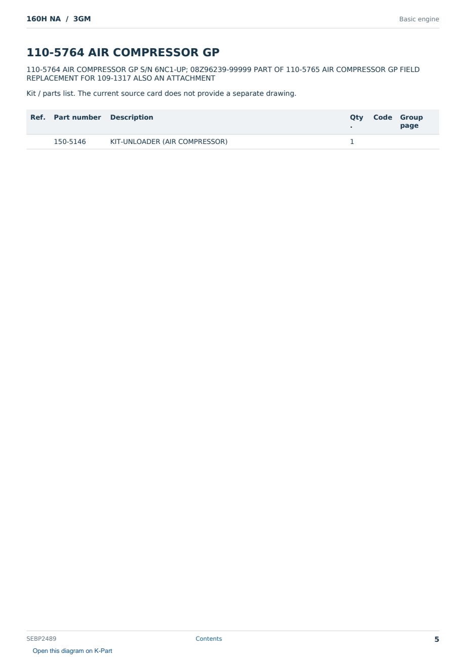 Caterpillar 160H NA S/N 3GM Partsbook SEBP2489 (English) - sample page 5 of 10 Caterpillar 160H NA S/N 3GM Partsbook SEBP2489 (English) - sample page 5 of 10