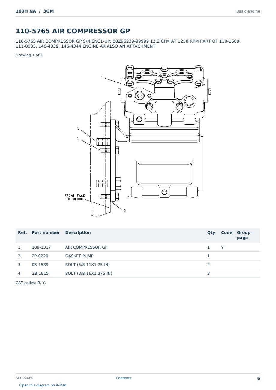 Caterpillar 160H NA S/N 3GM Partsbook SEBP2489 (English) - sample page 6 of 10 Caterpillar 160H NA S/N 3GM Partsbook SEBP2489 (English) - sample page 6 of 10