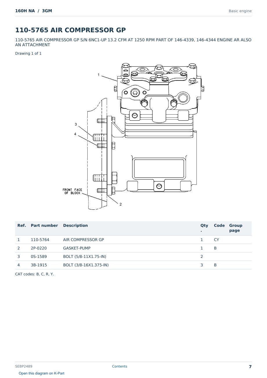 Caterpillar 160H NA S/N 3GM Partsbook SEBP2489 (English) - sample page 7 of 10 Caterpillar 160H NA S/N 3GM Partsbook SEBP2489 (English) - sample page 7 of 10