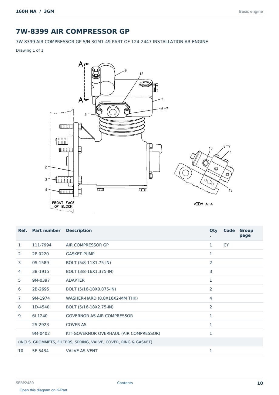 Caterpillar 160H NA S/N 3GM Partsbook SEBP2489 (English) - sample page 10 of 10 Caterpillar 160H NA S/N 3GM Partsbook SEBP2489 (English) - sample page 10 of 10