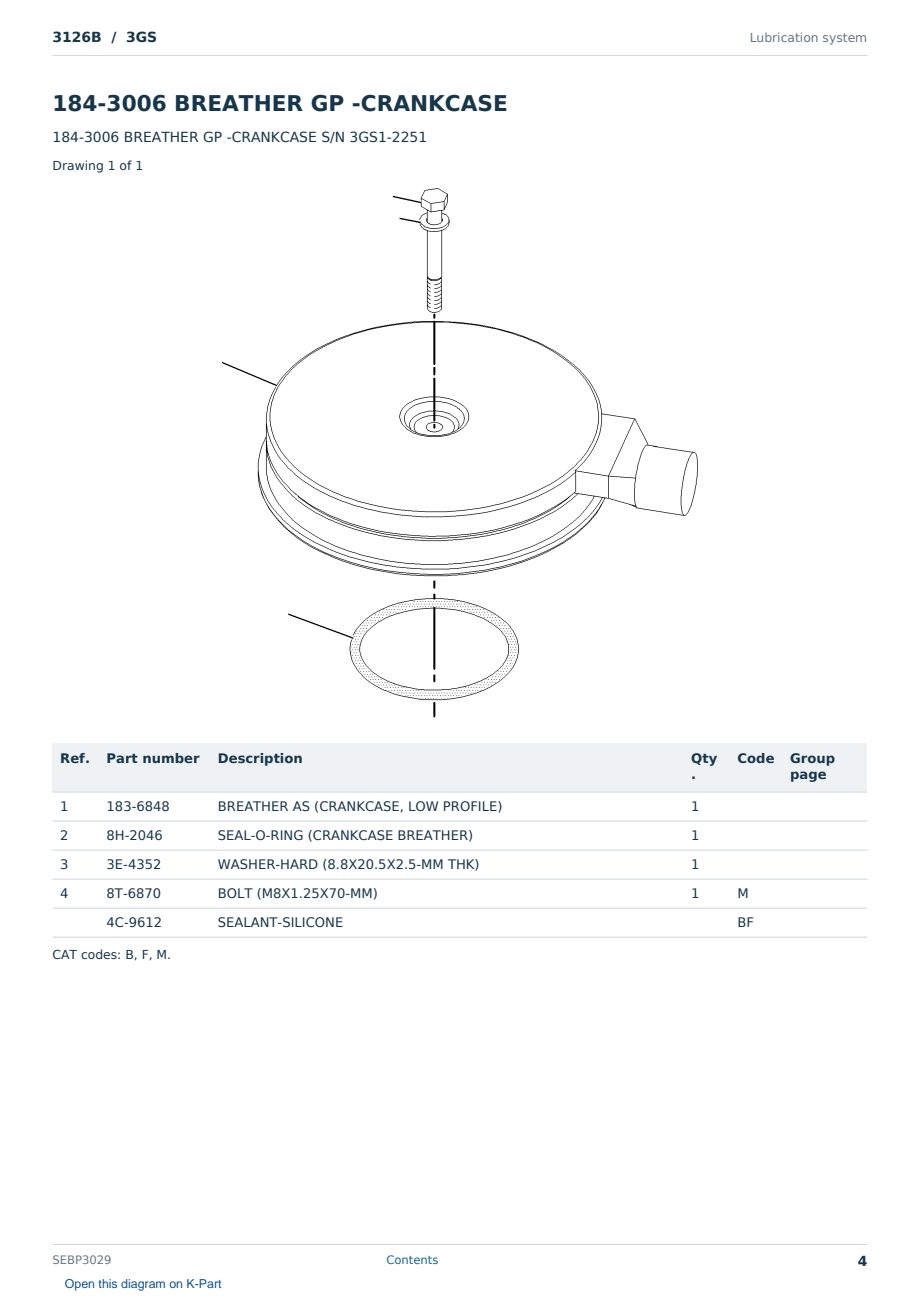 Caterpillar 3126B S/N 3GS Partsbook SEBP3029 (English) - sample page 4 of 10 Caterpillar 3126B S/N 3GS Partsbook SEBP3029 (English) - sample page 4 of 10