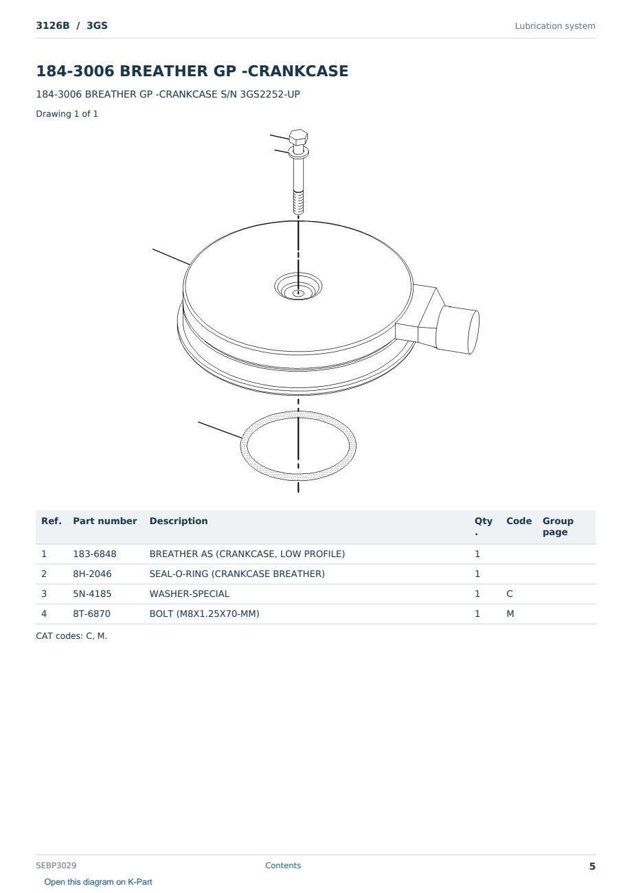 Caterpillar 3126B S/N 3GS Partsbook SEBP3029 (English) - sample page 5 of 10 Caterpillar 3126B S/N 3GS Partsbook SEBP3029 (English) - sample page 5 of 10