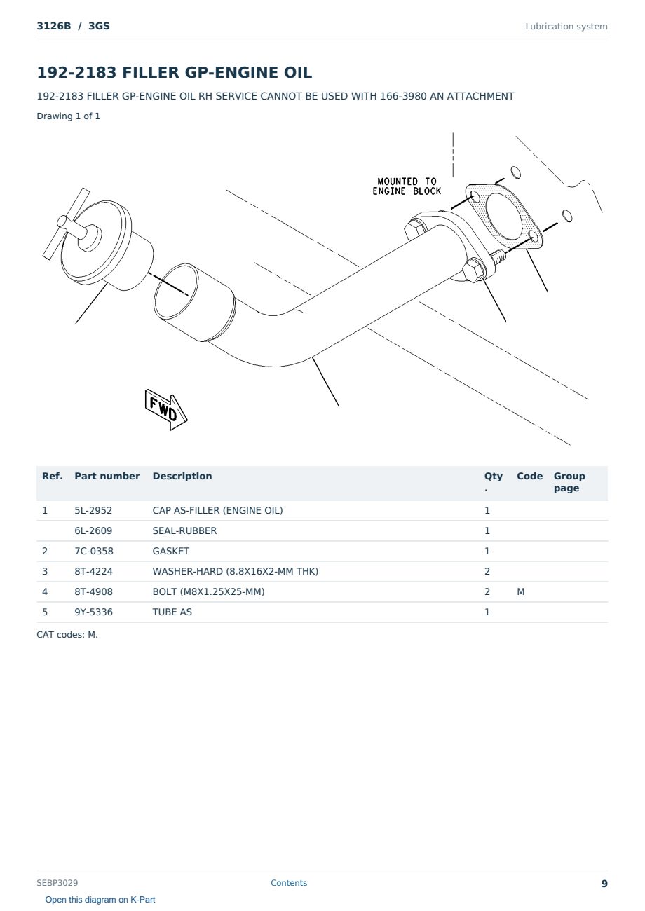 Caterpillar 3126B S/N 3GS Partsbook SEBP3029 (English) - sample page 9 of 10 Caterpillar 3126B S/N 3GS Partsbook SEBP3029 (English) - sample page 9 of 10
