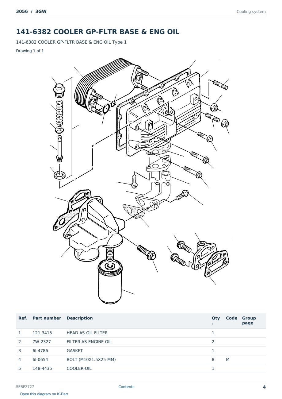 Caterpillar 3056 S/N 3GW Partsbook SEBP2727 (English) - sample page 4 of 10 Caterpillar 3056 S/N 3GW Partsbook SEBP2727 (English) - sample page 4 of 10