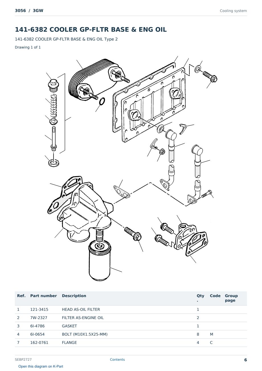 Caterpillar 3056 S/N 3GW Partsbook SEBP2727 (English) - sample page 6 of 10 Caterpillar 3056 S/N 3GW Partsbook SEBP2727 (English) - sample page 6 of 10