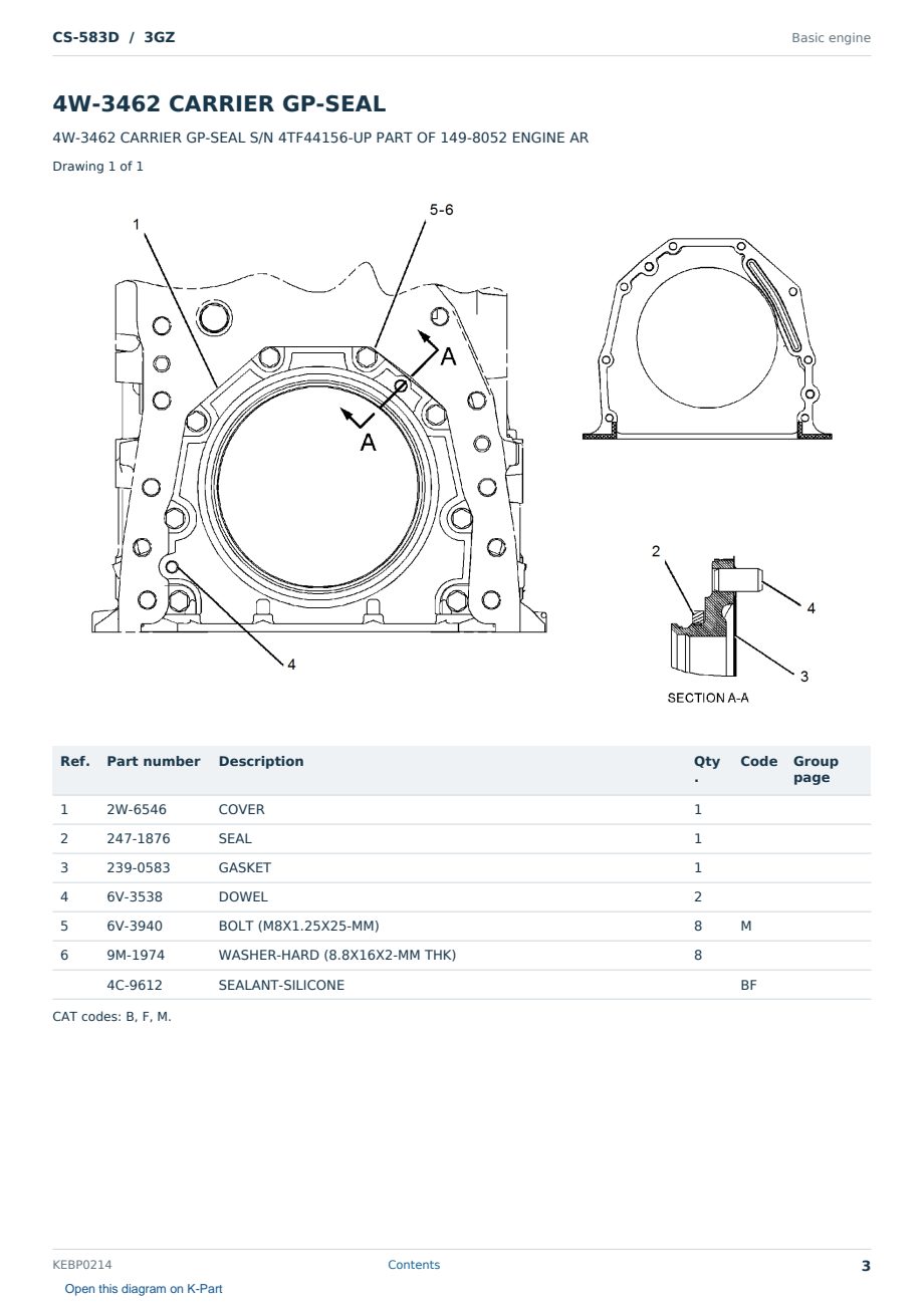 Caterpillar CS-583D S/N 3GZ Partsbook KEBP0214 (English) - sample page 3 of 10 Caterpillar CS-583D S/N 3GZ Partsbook KEBP0214 (English) - sample page 3 of 10