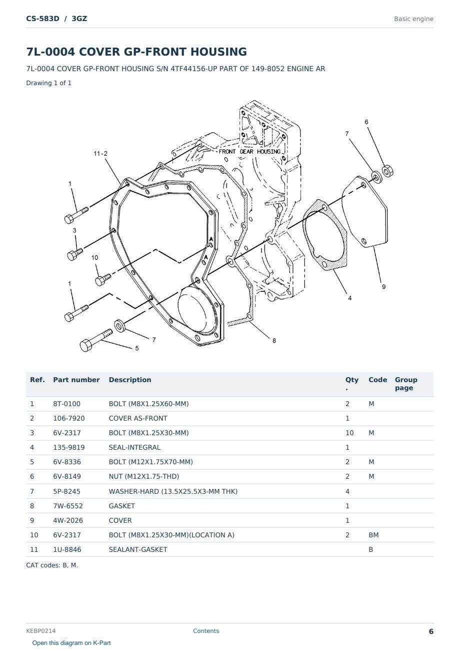 Caterpillar CS-583D S/N 3GZ Partsbook KEBP0214 (English) - sample page 6 of 10 Caterpillar CS-583D S/N 3GZ Partsbook KEBP0214 (English) - sample page 6 of 10