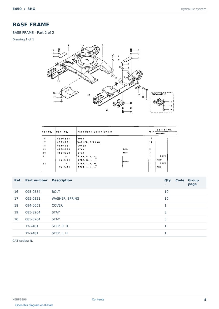 Caterpillar E450 S/N 3HG Partsbook XEBP9896 (English) - sample page 4 of 10 Caterpillar E450 S/N 3HG Partsbook XEBP9896 (English) - sample page 4 of 10