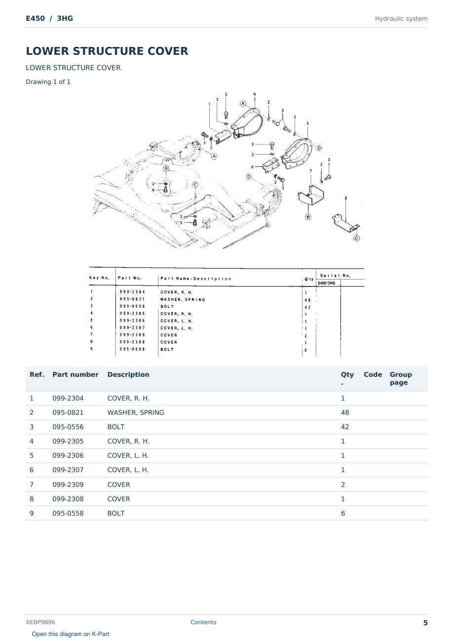 Caterpillar E450 S/N 3HG Partsbook XEBP9896 (English) - sample page 5 of 10 Caterpillar E450 S/N 3HG Partsbook XEBP9896 (English) - sample page 5 of 10