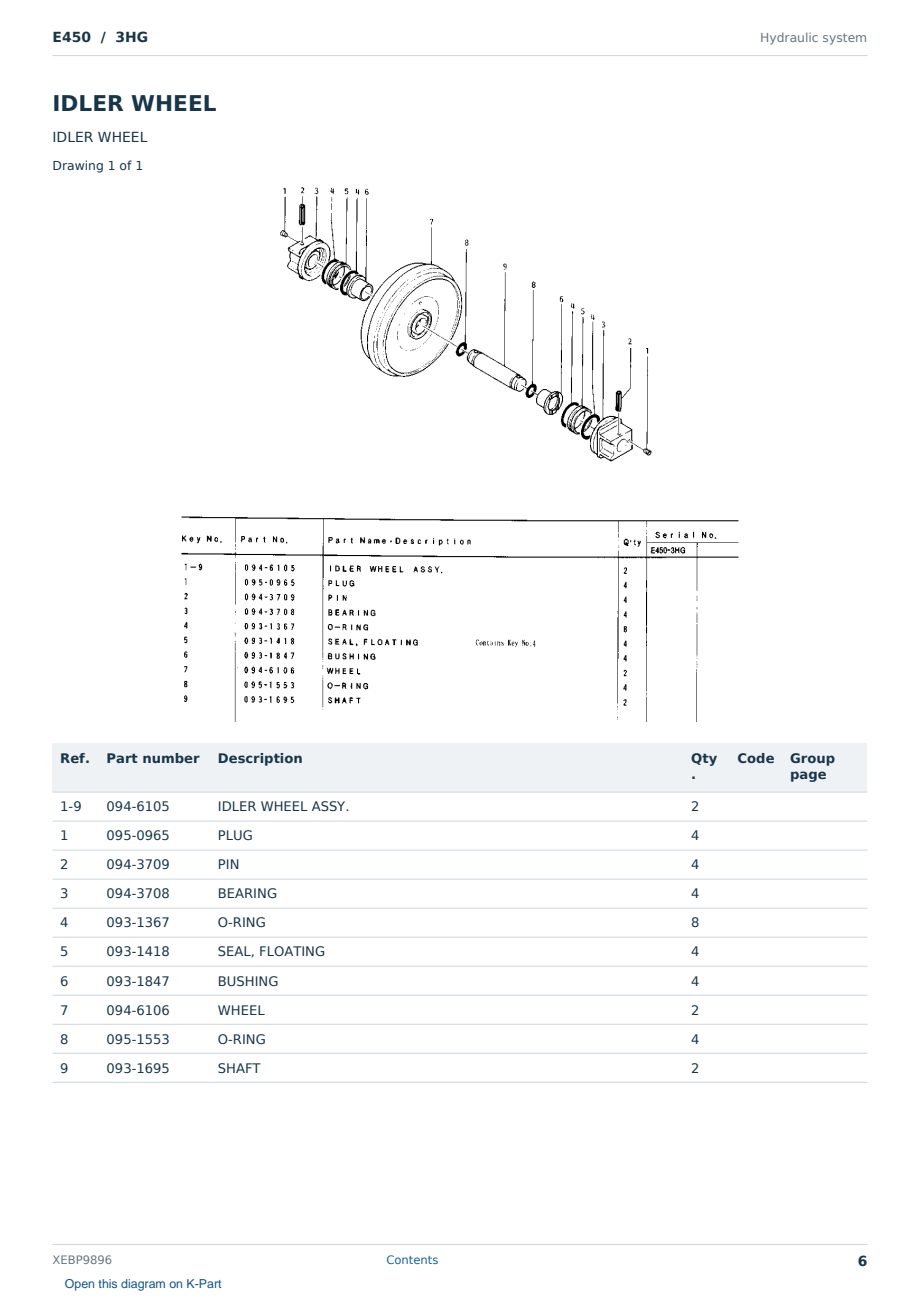 Caterpillar E450 S/N 3HG Partsbook XEBP9896 (English) - sample page 6 of 10 Caterpillar E450 S/N 3HG Partsbook XEBP9896 (English) - sample page 6 of 10