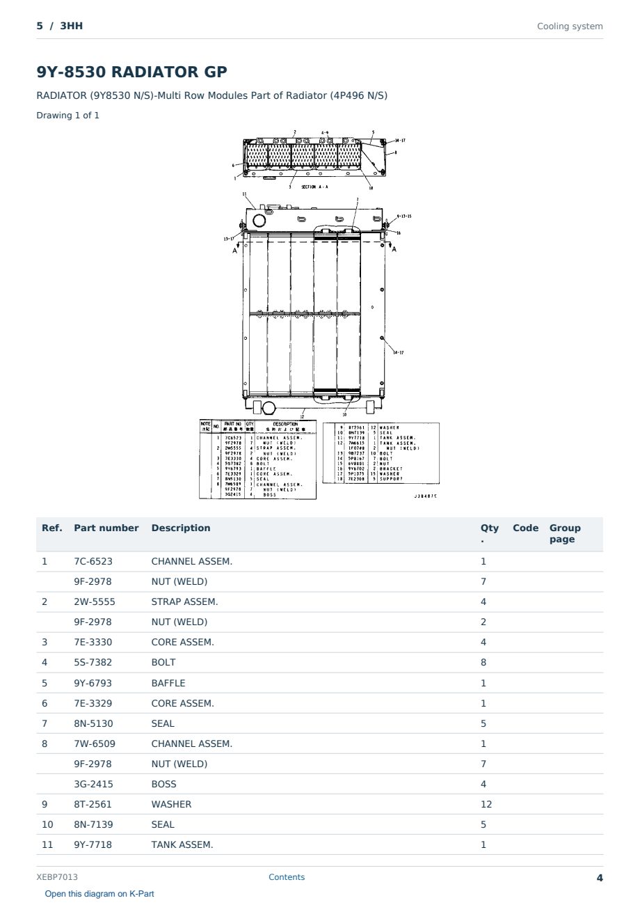 Caterpillar 5 S/N 3HH Partsbook XEBP7013 (English) - sample page 4 of 10 Caterpillar 5 S/N 3HH Partsbook XEBP7013 (English) - sample page 4 of 10