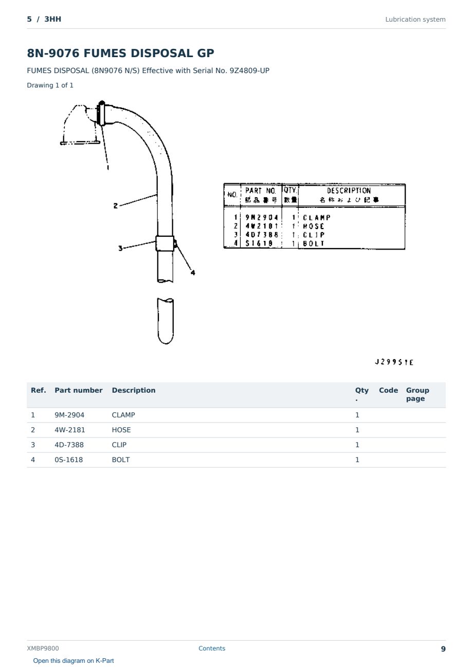 Caterpillar 5 S/N 3HH Partsbook XMBP9800 (English) - sample page 9 of 10 Caterpillar 5 S/N 3HH Partsbook XMBP9800 (English) - sample page 9 of 10