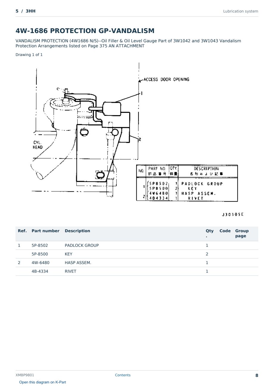 Caterpillar 5 S/N 3HH Partsbook XMBP9801 (English) - sample page 8 of 10 Caterpillar 5 S/N 3HH Partsbook XMBP9801 (English) - sample page 8 of 10