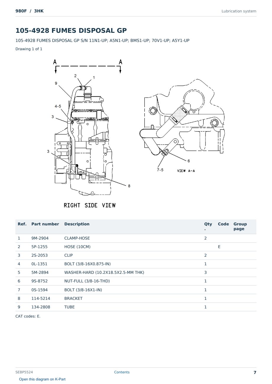 Caterpillar 980F S/N 3HK Partsbook SEBP5524 (English) - sample page 7 of 10 Caterpillar 980F S/N 3HK Partsbook SEBP5524 (English) - sample page 7 of 10